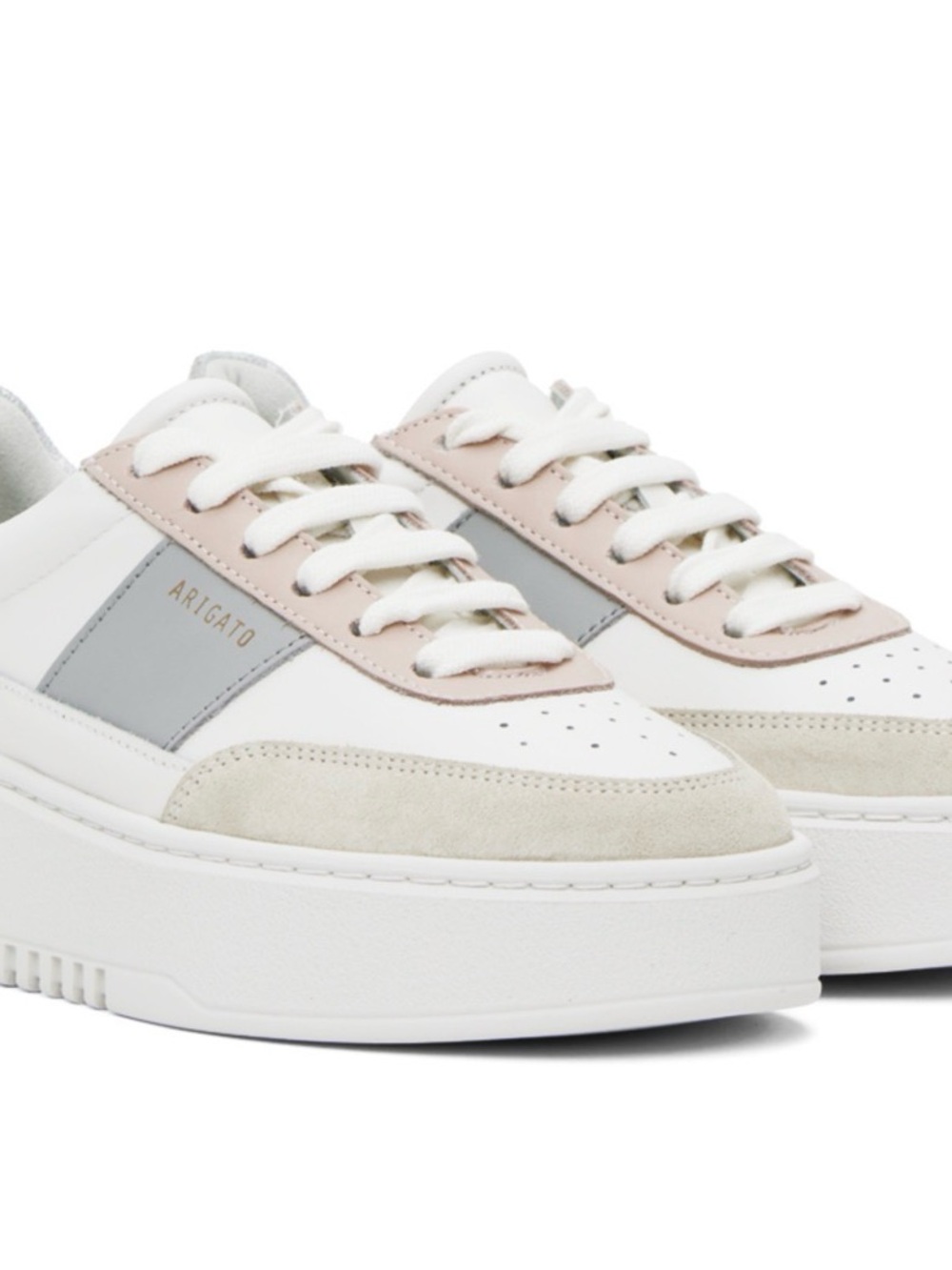 Axel Arigato White and Blue Leather Platform Sneakers